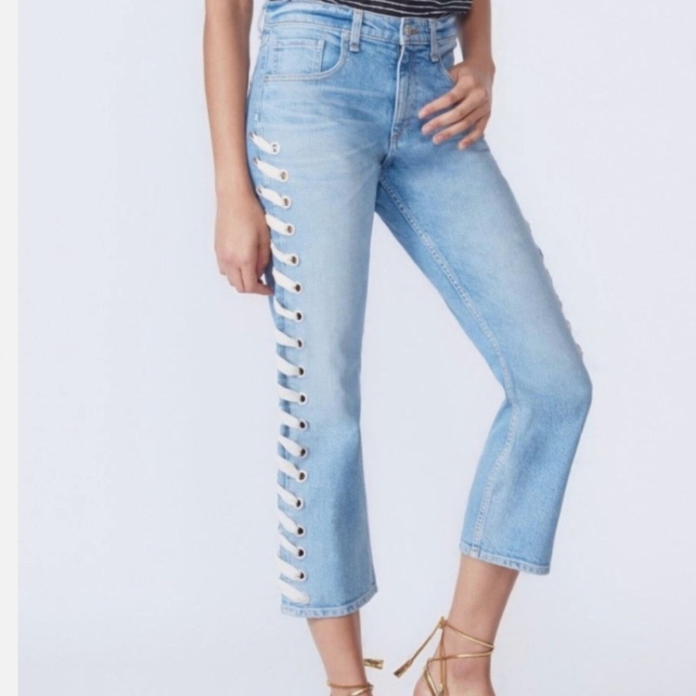 FESTIVAL 🔥 VERONICA BEARD LACE UP SURFSIDE WASH GIRLFRIEND JEANS